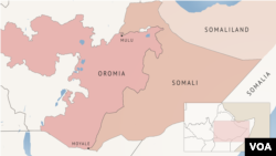 A map ot the Oromia and Somali regions in Ethiopia. Moyale rests on the border between both regions and Kenya to the south. On March 10, 2018, security forces opened fire in a busy district, killing 10 residents and injuring 11 more, according to the mayor of the town.