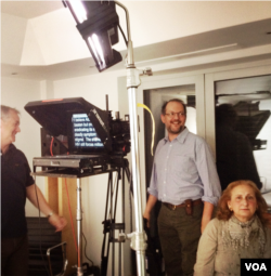 VOA senior executive producer Beth Mendelson collaborated on the documentary with sound recordist Simon Burles, at left, and director Paul Robinson.