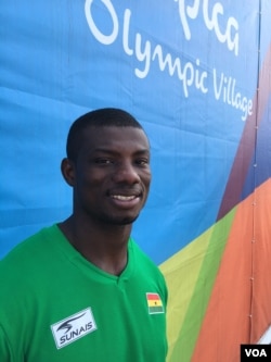 John Ampomah, 26, a senior at Middle Tennessee State, was the silver medalist in the javelin at last year's All Africa Games with a throw of 82.96 meters. Now, he'll compete for Ghana in Rio on Wednesday night. (P. Brewer/VOA)