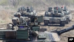2017年参与美韩军事演习的美国M1A2坦克