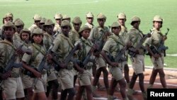 Eritrean soldiers march during the country's Independence Day in Asmara May 24, 2007. 