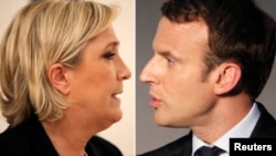 Kombinasi foto dua calon Presiden Perancis, dari kiri: Marine Le Pen, pemimpin Fron Nasional Perancis (FN) dan Emmanuel Macron, pemimpin gerakan politik En Marche! (Onwards!). (REUTERS/Charles Platiau)
