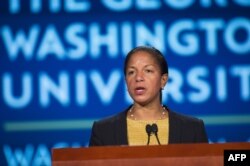 U.S. National Security Adviser Susan Rice speaks about the U.S.-China relationship at George Washington University in Washington, D.C., Sept. 21, 2015.
