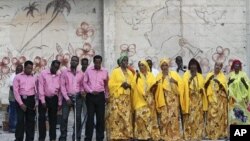 Somali national singers perform at the National Theater in Somalia's capital Mogadishu, March 19, 2012.
