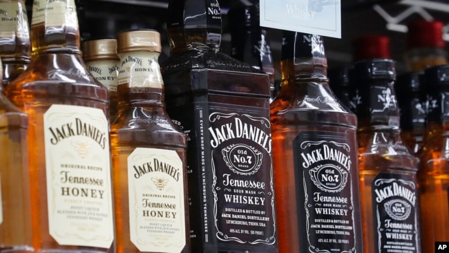 FILE -- Bottles of Jack Daniel's whiskeys are displayed at Rossi's Deli in San Francisco.