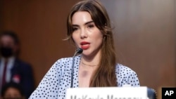 United States Olympic gymnast McKayla Maroney testifies during a Senate Judiciary hearing about the Inspector General's report on the Larry Nassar investigation on Capitol Hill, Sept. 15, 2021.