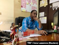 Kiro'o Games Games Founder and Chief Executive Officer Olivier Madiba in Kiro'o headquarters, Yaounde, Cameroon, Aug. 13, 2018.