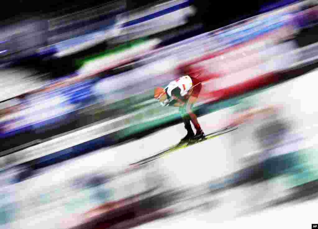 Germany&#39;s Eric Frenzel competes in the men&#39;s Nordic combined team sprint at the 2017 Nordic Skiing World Championships in Lahti, Finland.
