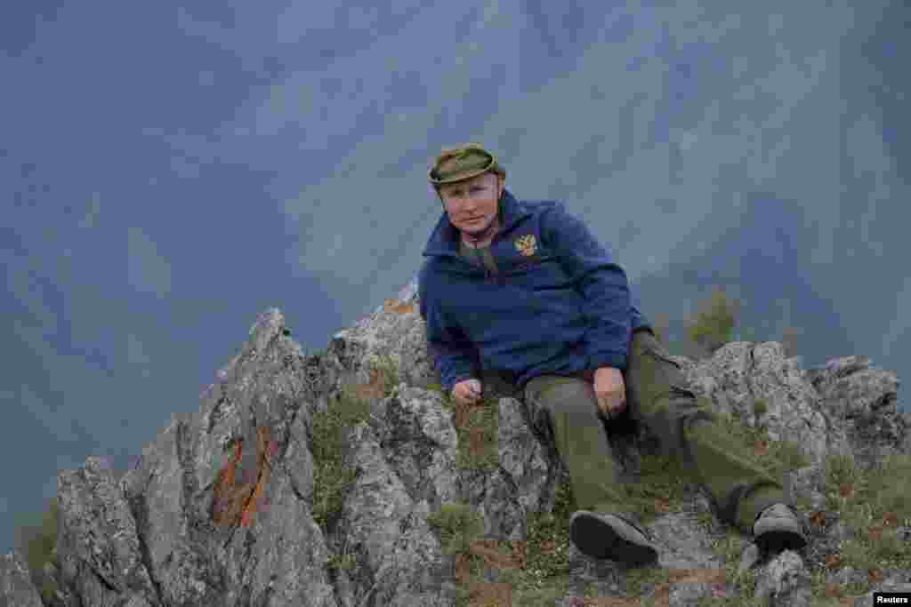 Russian President Vladimir Putin is seen during his holiday in the Siberian taiga, Oct. 7, 2019.