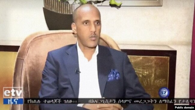 Mustafa Omer, the newly nominated acting president of Ethiopia’s Somali region, sits down for an interview with ETV, a state broadcaster.