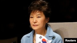 Presiden Korea Selatan Park Geun-hye menghadiri sesi pembukaan KTT Keamanan Nuklir di Den Haag (24/3). 