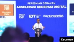 Presiden Jokowi dalam acara Gerakan Akselerasi Generasi Digital di Jakarta, Rabu (15/12), siap mencetak jutaan anak bangsa menjadi talenta digital yang handal. (Biro Setpres)
