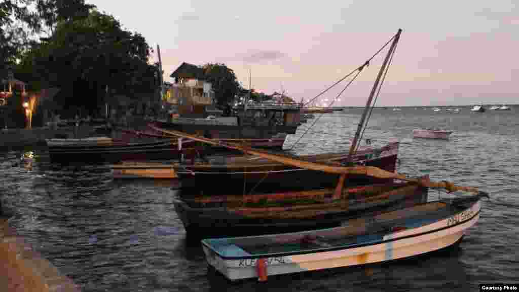 Lamu, un vieux port historique où des bateaux de pêche traditionnels se bousculent pour l&#39;espace depuis des siècles. Photo prise le 25 novembre 2014. (Hilary Heuler / VOA News)