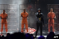 Meek Mill performs onstage during the BET Awards at Microsoft Theatre in Los Angeles, California, June 24, 2018.