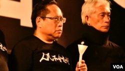 香港支聯會主席何俊仁（左）。(美國之音湯惠芸攝）