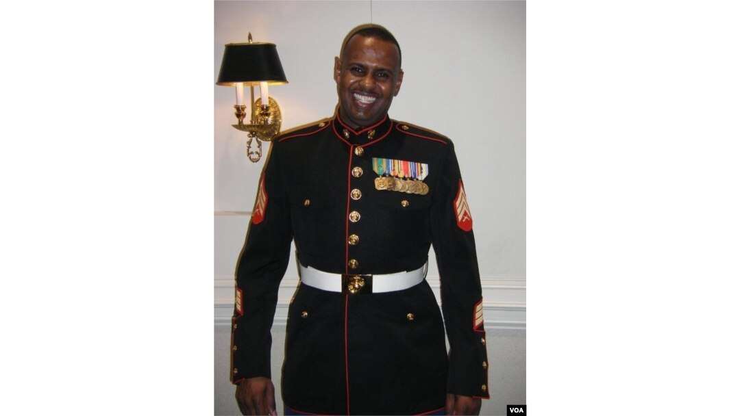 Somalia-born Abdullahi Mohamud joined the Marine Corps before he became a U.S. citizen. He's shown in 2008.