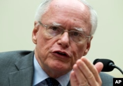 FILE _ Former U.S. Ambassador to Iraq James Jeffrey speaks during a hearing on Iran before the House Foreign Affairs Committee at Capitol Hill in Washington, Oct. 11, 2017.