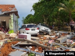 Scene of destruction in Pandeglang, Banten, West Java.