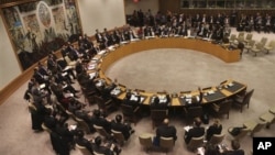 Dewan Keamanan PBB mengadakan pemungutan suara untuk mengecam peluncuran roket Korea Utara di kantor pusat PBB, 22 Jauari 2013. (AP Photo/Mary Altaffer)