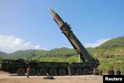 The intercontinental ballistic missile Hwasong-14 is seen in this undated photo released by North Korea's Korean Central News Agency (KCNA) in Pyongyang, July, 4 2017.