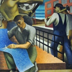 Detail from a Ben Shahn mural from the Depression era