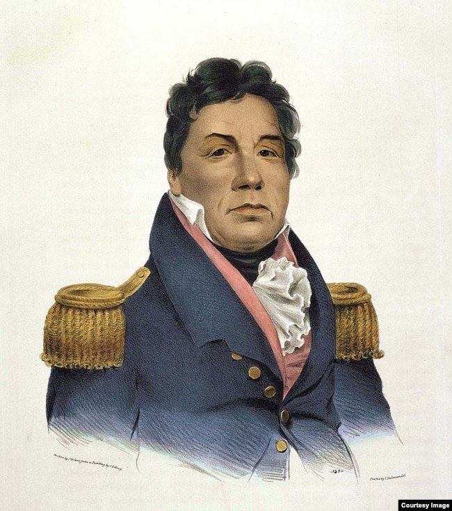 Portrait of Choctaw Chief Pushmataha, who sided with the Americans during the War of 1812. Courtesy, Smithsonian's National Portrait Gallery.