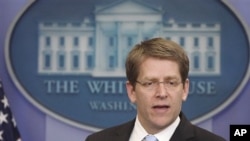 White House Press Secretary Jay Carney briefs reporters at the White House in Washington (File Photo - April 14, 2011)