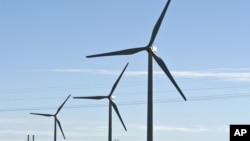 A wind farm in Shangyi, Hebei, China, Sept. 8, 2009 file photo.