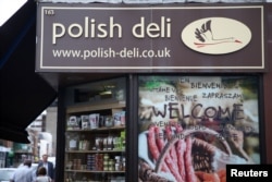 A Polish delicatessen is seen in Hammersmith, west London, Britain, June 27, 2016.