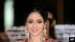 Indian actress Sridevi arrives at the Marrakech International Film Festival in Marrakech, at the Marrakech Congress Palace.