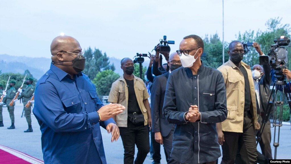 Perezida Paul Kagame na mugenzi we wa Kongo Felix Tshisekedi