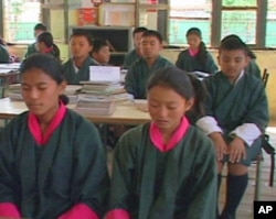 Morning meditation at a Bhutan public school classroom