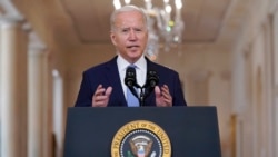 President Joe Biden speaks about the end of the war in Afghanistan from the State Dining Room of the White House, Tuesday, Aug. 31, 2021, in Washington. 