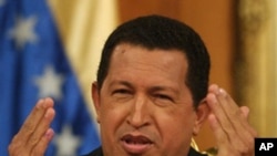 Venezuelan President Hugo Chavez speaks to reporters during a news conference at the Presidential Palace in Caracas. (file photo)