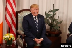 U.S. President Donald Trump meets with Ireland's Prime Minister Leo Varadkar at Shannon Airport in Shannon, Ireland, June 5, 2019.