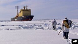 Alaskan and Russian researchers near the Bering Strait.