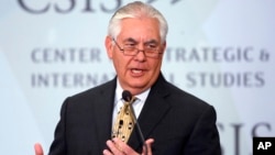 Secretary of State Rex Tillerson speaks at the Center for Strategic and International Studies in Washington, Oct. 18, 2017.