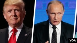 Prezidan eli Lèzetazini an, Donald Trump (agoch), epi Vladimir Putin.