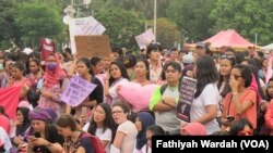 Aksi Women's March di Jakarta, Sabtu, 4 Maret 2017.