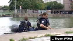 Police out on a patrol at La Villette in northeastern Paris.