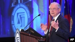 Attorney General Jeff Sessions delivers remarks to the National Association of Attorneys General at their Winter Meeting in Washington, Feb. 27, 2018.