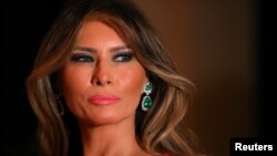 First Lady Melania Trump and U.S. President Donald Trump (not pictured) attend the 60th Annual Red Cross Gala at Mar-a-Lago club in Palm Beach, Florida, Feb. 4, 2017.