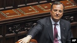 Italian Foreign Minister Franco Frattini at the lower chamber of the deputies in Rome, June 21, 2011