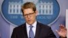 White House press secretary Jay Carney gestures during his daily news briefing where he spoke about the budget and partial government shutdown, at the White House in Washington, Oct. 11, 2013.