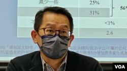 香港中文大學中國研究中心兼任講師葉國豪表示，不同政治立場的受訪者都會擔心缺乏傳媒監察，會影響香港的廉潔。(美國之音湯惠芸拍攝)