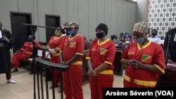 Six Béninois condamnés à de lourdes peines de prison pour trafic d'enfants à Brazzaville, le 7 août 2020. (VOA/Arsène Séverin).