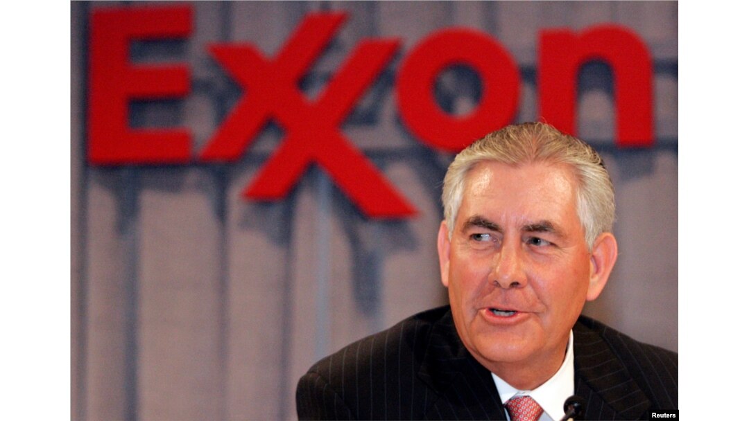 FILE - Exxon Chairman and chief executive officer Rex Tillerson speaks at a news conference in Dallas, Texas, May 28, 2008.