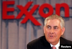 FILE - ExxonMobil chairman and chief executive officer Rex W. Tillerson speaks at a news conference in Dallas, Texas. Tillerson was named President-elect Donald Trump's choice to be secretary of state.