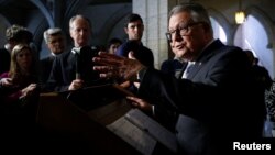 Canada's Public Safety Minister Ralph Goodale speaks during a news conference on Parliament Hill in Ottawa, Ontario, March 20, 2018.
