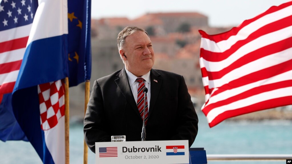 Ngoại trưởng Hoa Kỳ Pompeo đến Croatia vào ngày 2/10/2020.